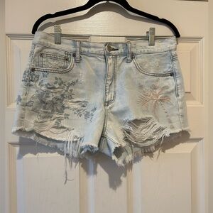 American Eagle Outfitters Distressed Jean Shorts, size 10, GUC, Boho